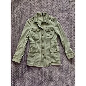 White House Black Market Women's Size‎ 2 XXS Olive Green Jacket Button Up